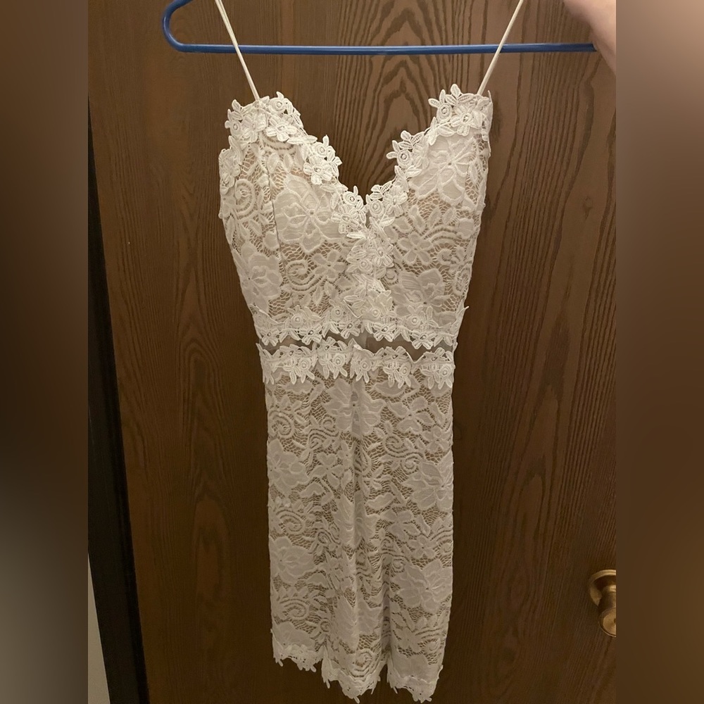 Windsor white lace with mesh mini dress size M